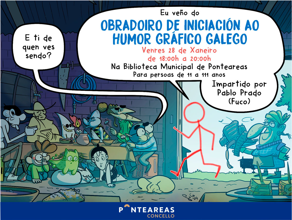 Ponteareas organiza un orixinal obradoiro de iniciación ao humor gráfico en galego na biblioteca municipal